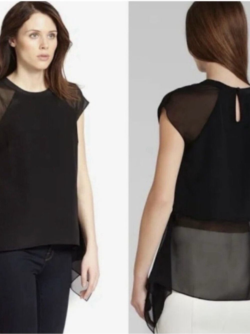 BCBG MAX AZRIA BLACK SAMMIE ASYMMETRICAL HEM TOP